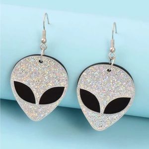 Sparkly Alien Head Earrings